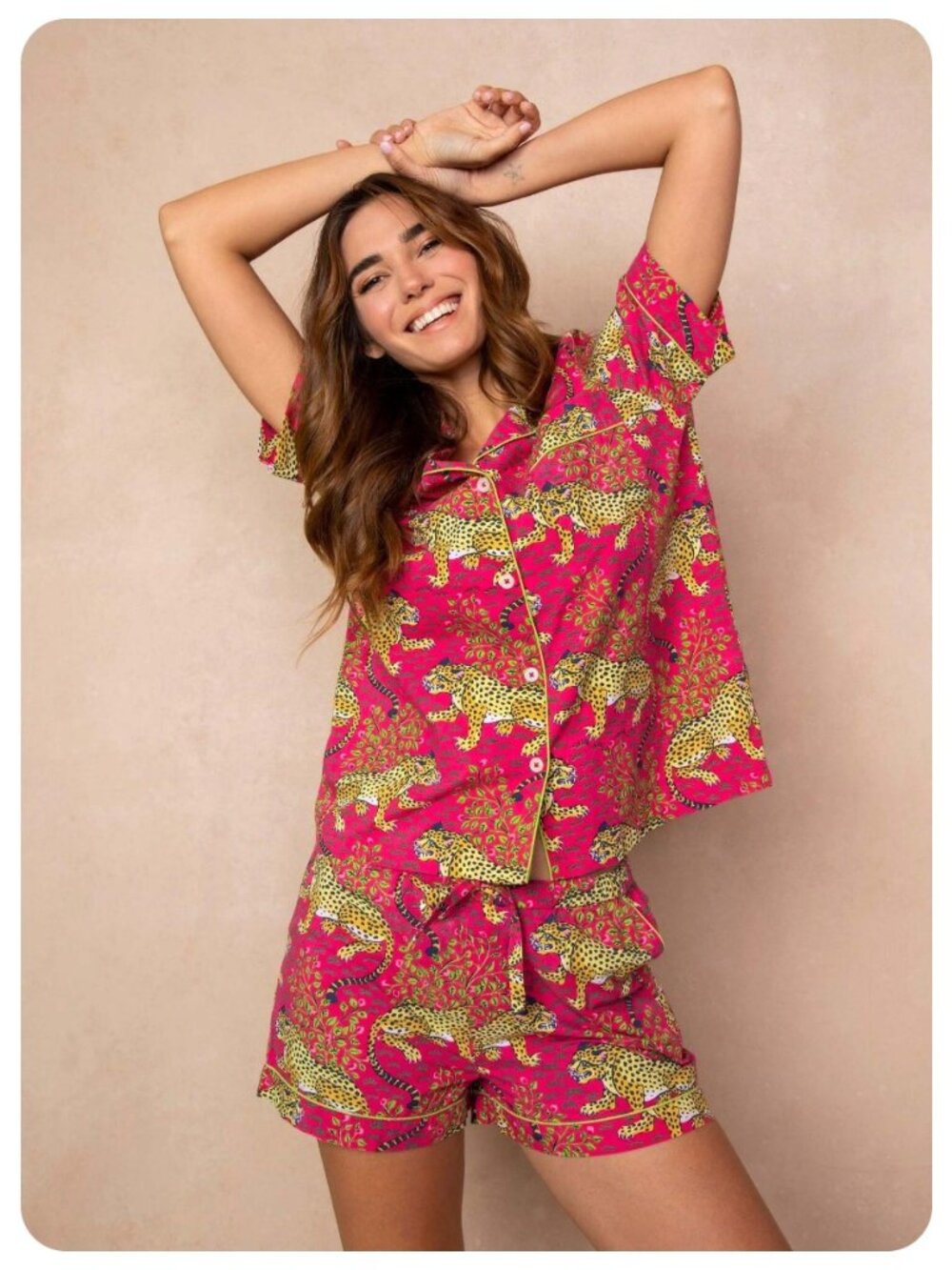 PrintFresh 2 PIECE MATCHING Bagheera Leopard Short Sleeve Pajama Sleep SET